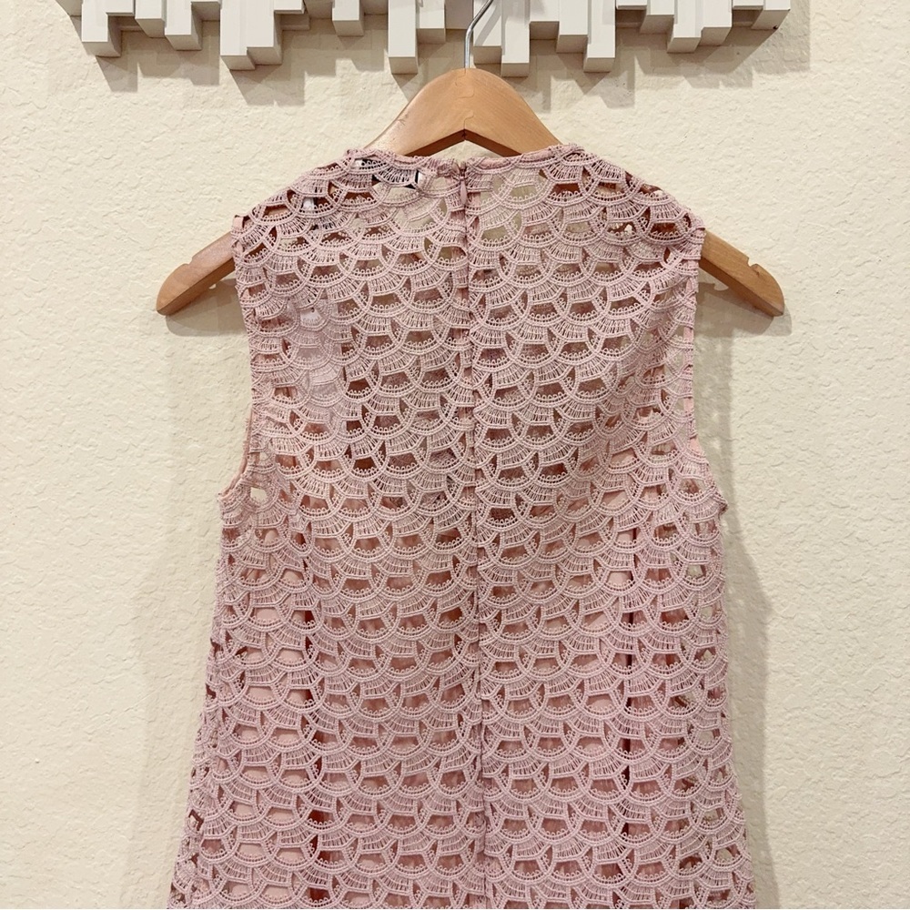 Sandro Pink Embroidered Sleeveless Lace Mini Dress with Plated Hem Size 2 NWT - Picture 6 of 11